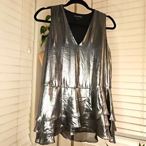 Banana Republic Silver Metallic Blouse